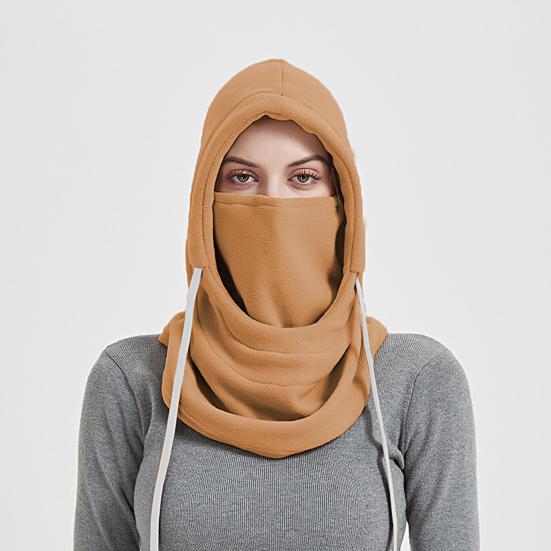 Practical Cycling Face Cover Hat Set Thick Drawstring Keep Warm