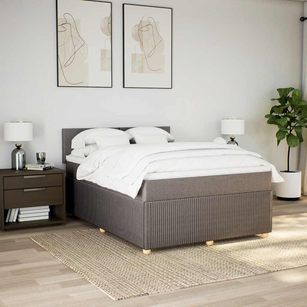 Box Spring Bed with Mattress Taupe 160 X 200 Cm Fabric