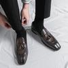 Fashion Men Classic Retro Tassel Shoes Square Head PU One Step Stepping Business Office Fashion Dress Shoes Size 38-46 Men Shoes