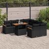VidaXL Garden Lounge Set with Cushions 9 Pcs Black Braided Resin Acacia 3327464