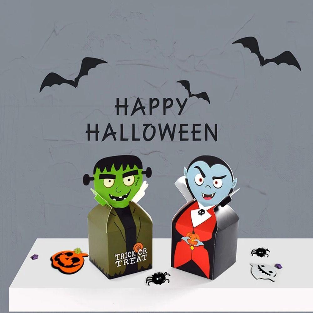 10pcs/bag Easy To Assemble Biscuit Ghost Paper Box Card Paper Cake Packaging Box  Halloween Party