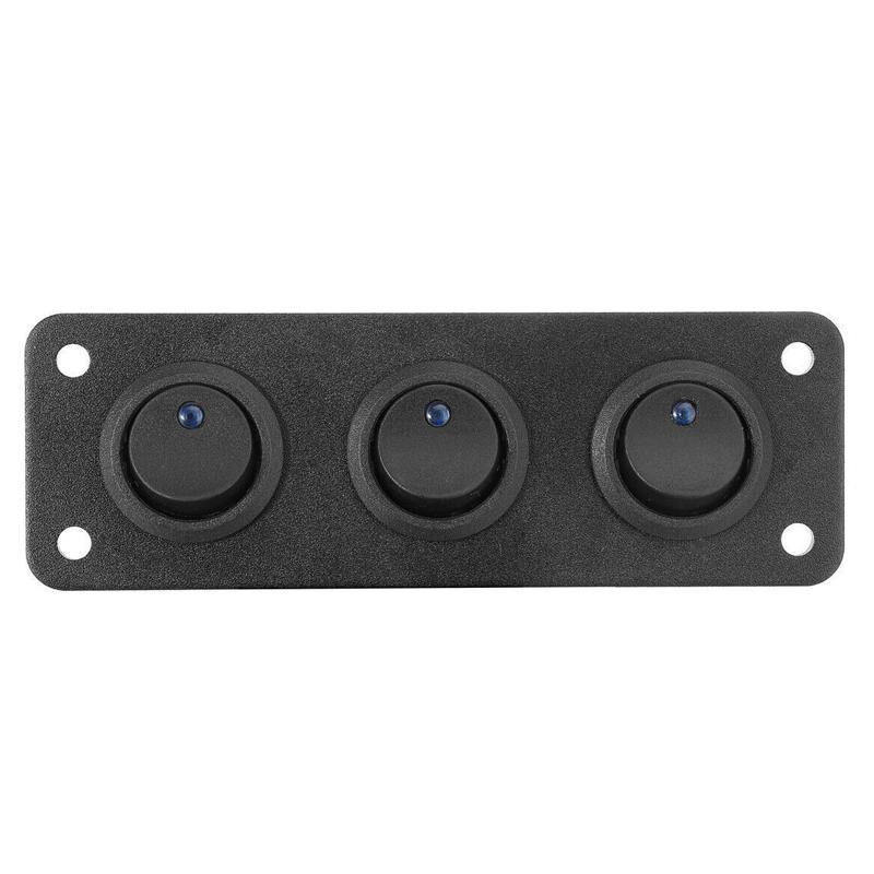 3Gang Blue LED 12V Toggle Rocker Switch Panel For Car Boat Marine RV Truck