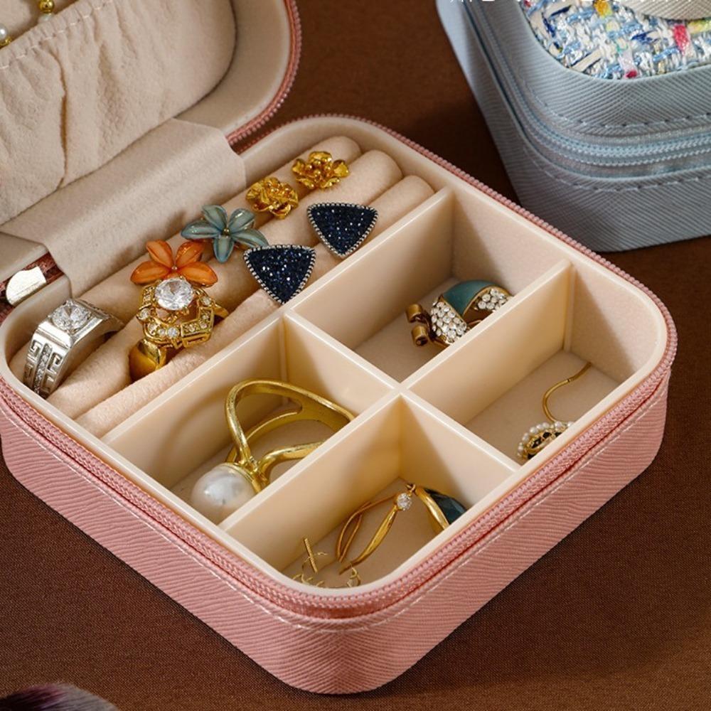 Double Layer Jewelry Packing Bag PU Leather Rings Bearer Box Fashion Jewelry Display Holder  Travel