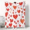 1pc Watercolor Heart Print Flannel Blanket, Valentine's Day Romantic Red Heart-Shaped Blanket, Sofa Throw Blanket, Bedroom Warm Nap Blanket, Wedding a