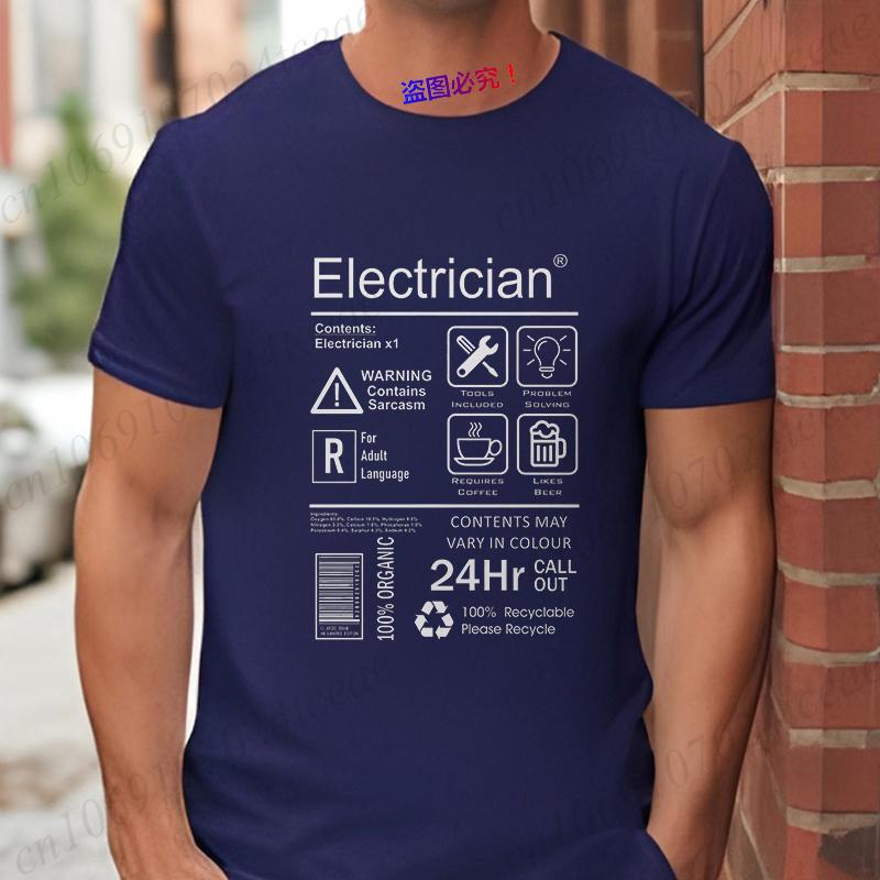 Electrical Engineer Design Tops Fashion Summer Men O-Neck Tees Shirt Funny Electrician Package Care Instructions Print T-shirts