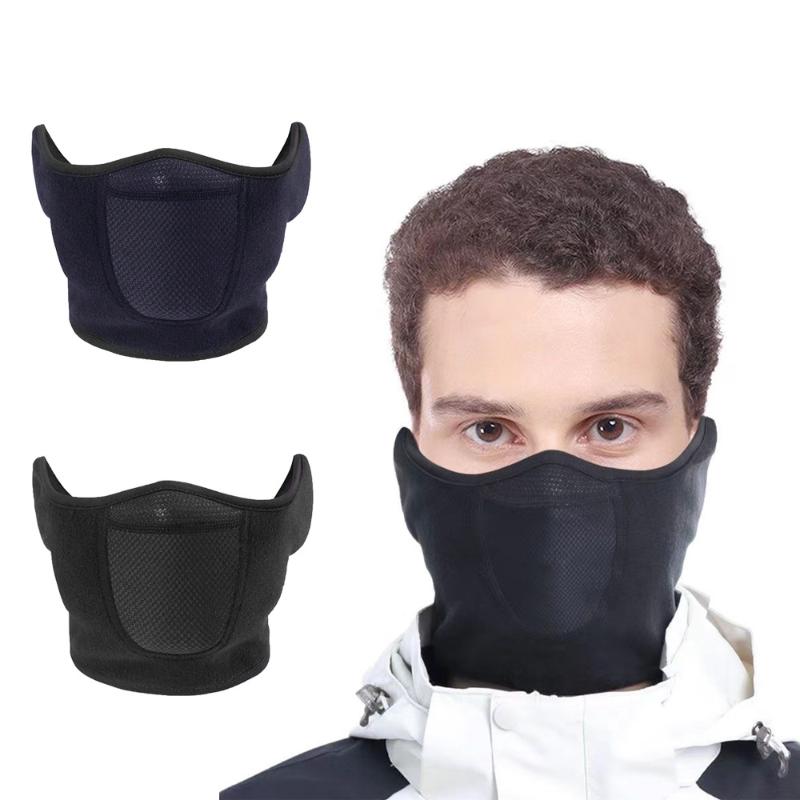 Outdoor Motorcycle Cycling Antifreeze Head Cover Winter Skiing Half Face Protection Warm Ear Mask Fleece Windproof Face Mask