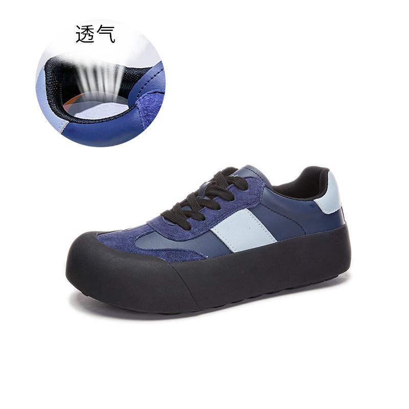 Leather Little White Shoes Women's Spring 2025 New Flat Baseplate Shoes Women's Casual Versatile Women's Shoes Platform German Training Shoes Women's