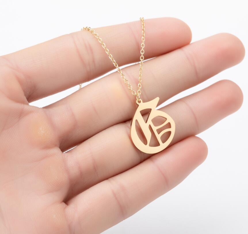 Gothic Old English Initial Necklace Stainless Steel Monogram 26 Letter Alphabet Necklace Jewelry Accessories Collier Femme