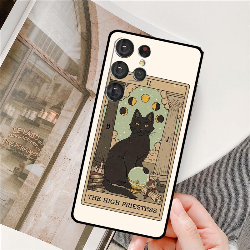 Tarot Card Cute Art Cats Phone Case For Samsung Galaxy S24 Ultra S9 S10 S20 S22 S21 Plus S23 FE S25 Ultra Full Cover Galaxy S25Ultra