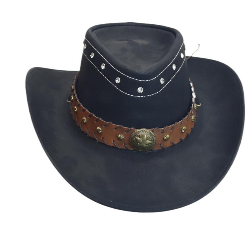 Western cowboy top hat Rivet accessories Tibetan cowboy hat Men's and women's party jazz hat Riding hat