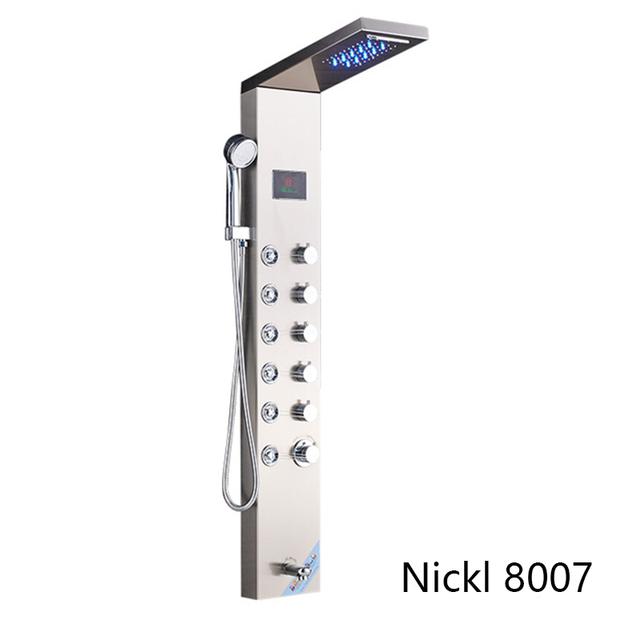 Digital Display Rainfall LED Light Shower Panel Shower Bathroom Black SPA Massage Jet With Handshower Bidet Sprayer Shower Tap