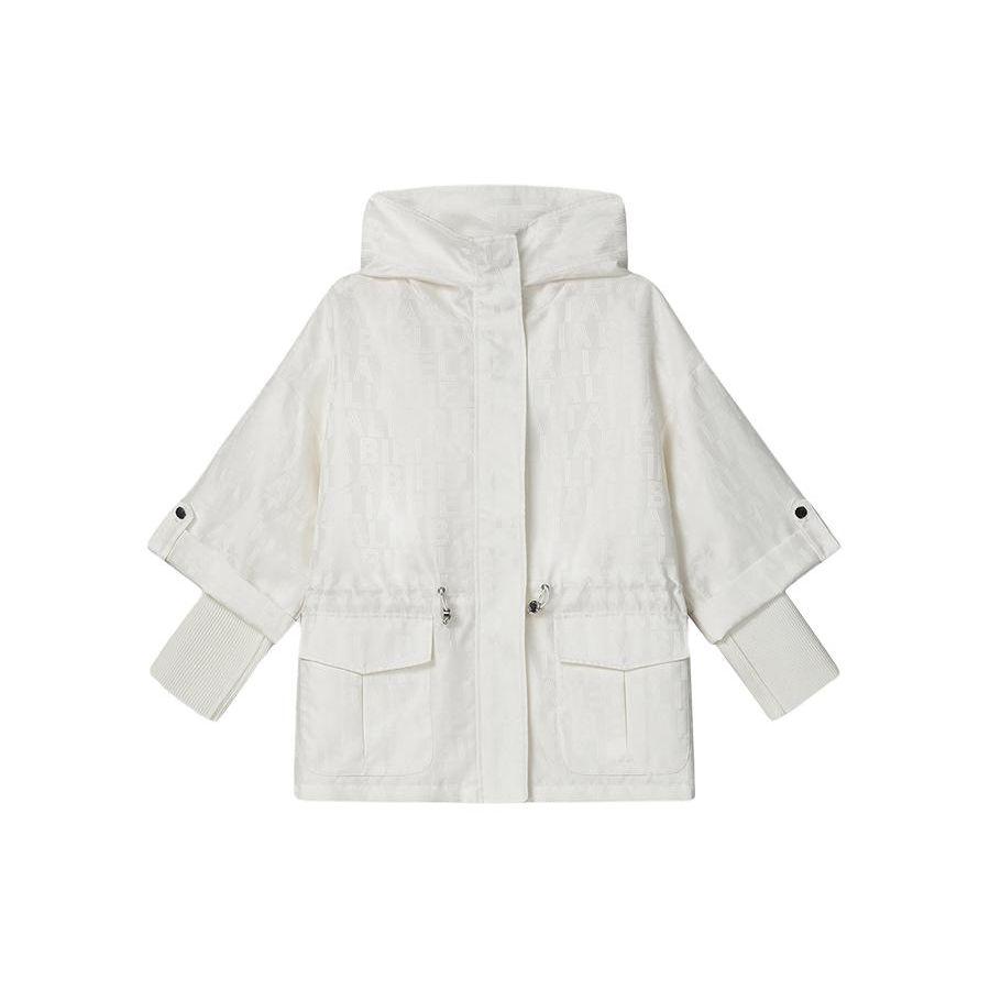 Fila Solid Color Zip-Up Hooded Sports Jacket Women Jackets White F11W414704F-WT