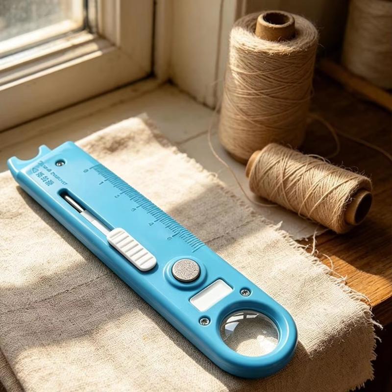 Compact Sewing Helper Anti-Piercing Needle Threader Magnetic Storage Ruler Magnifier Multi-Functional Sewing Accessories