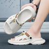 Sandals summer new men's breathable deodorant thick bottom stepping on shit feeling two wear one-word drag outdoor travel seaside tide drag