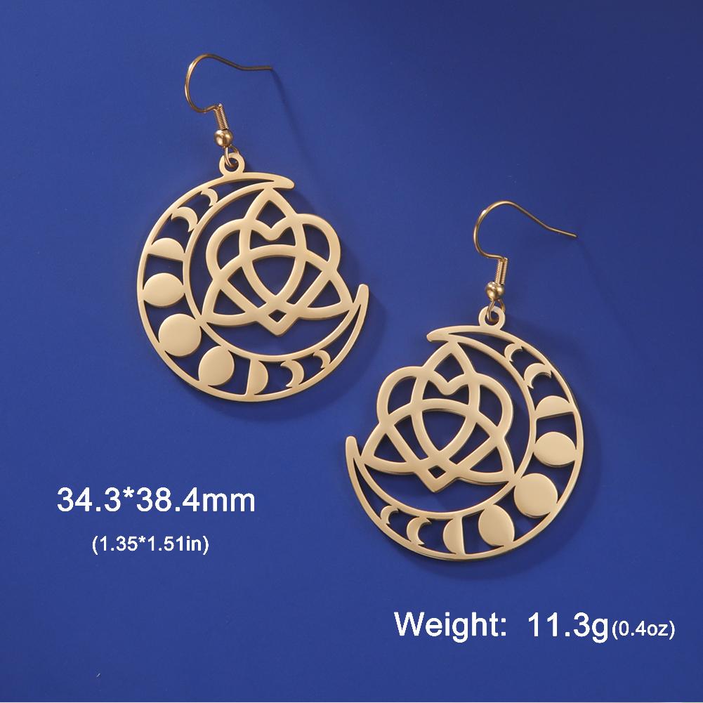 LIKGREAT Stainless Steel Celtic Infinity Knot Dangle Earrings for Women Lady Elegant Hook Charms Good Luck Jewelry New Year Gift
