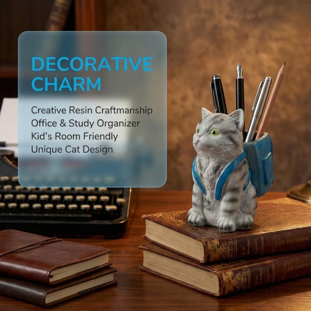 Creative Cat Backpack Pen Holder Cartoon Makeup Brush Holder Office Supplies
