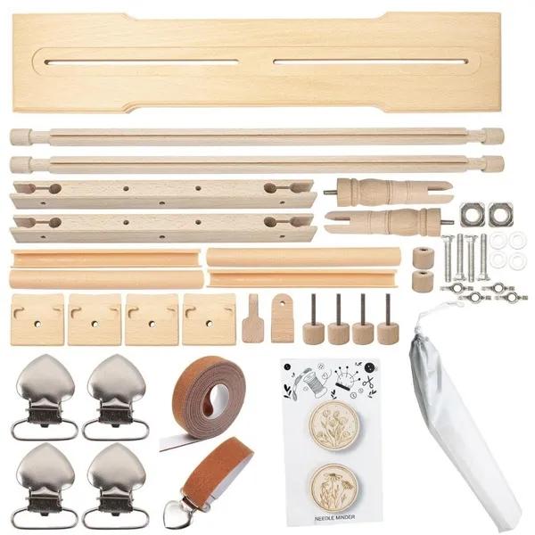 Telaio Per Ricamo A Pavimento Girevole 360° – Supporto In Legno Di Pino Regolabile Per Punto Croce, 40x29 Cm