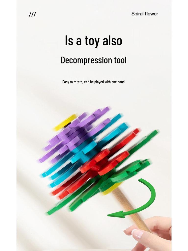 Creative Wooden Rotating Flower Decompression Toy