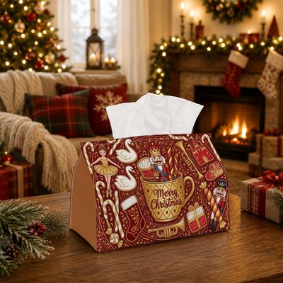 1pc Classic Vintage Christmas Tissue Box | Multi-Functional Seasonal Napkin Dispenser, Suitable for Home, Xmas Parties Nutcracker Swan Ballerina Horn 