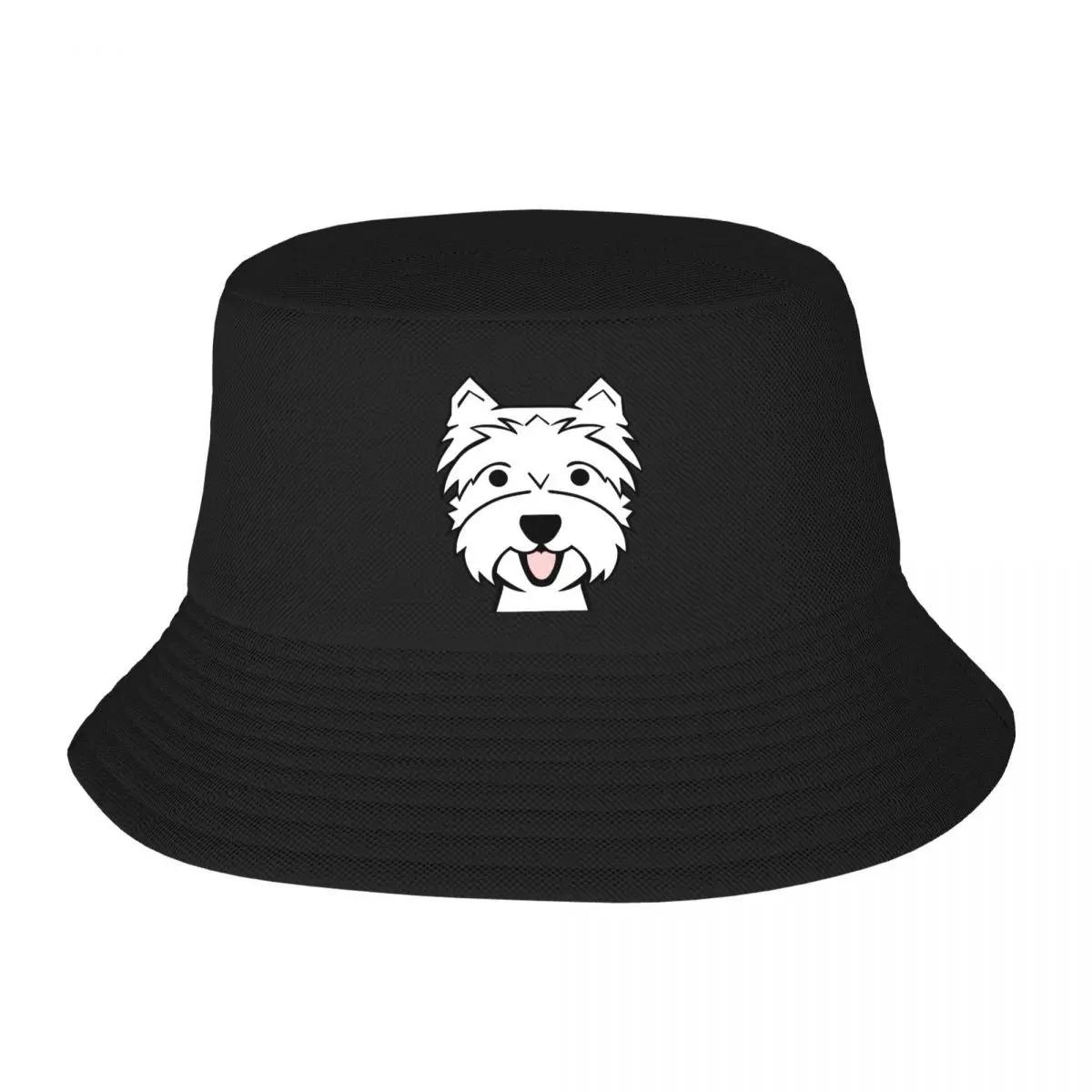 Custom West Highland Terrier Beach Bucket Hat Unisex Women Unisex Westie Dog Summer FisherUnisex Cap