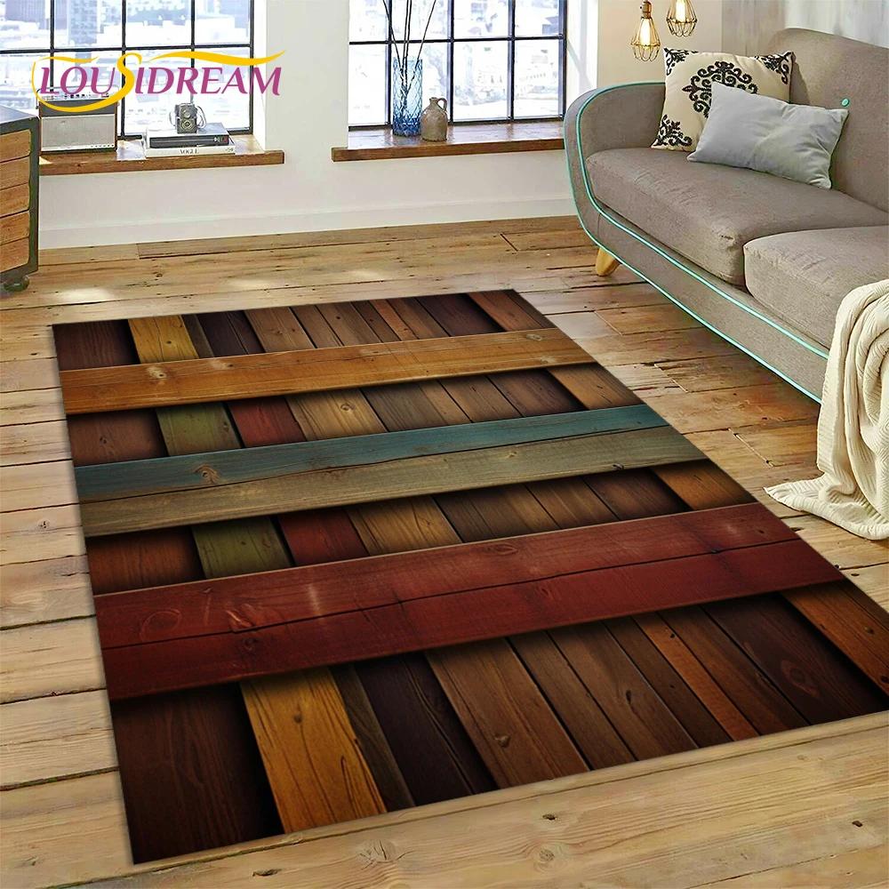 3D Bunt Holzmaserung Holz Kundenspezifischer Teppich Teppich für Wohnzimmer Schlafzimmer Dekor, Fußmatte Rutschfeste Dekoration für Sofa Fußmatte