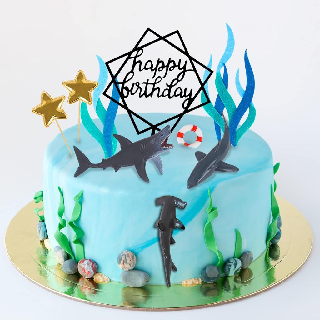 Pachet 18 Toppere pentru Tort Rechin pentru Creaturi Marine de Atac Decor Temă Oceanică Bețișoare pentru Cupcake-uri pentru Petrecere de Ziua de Naștere Petrecere Baby Shower Cadouri Accesorii