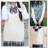 School Vest for for High School Loose Black [jinghuiyue] Girls, V-neck, Uniform, Knit, Students, Plain, Fit, (JJP0003B-L)