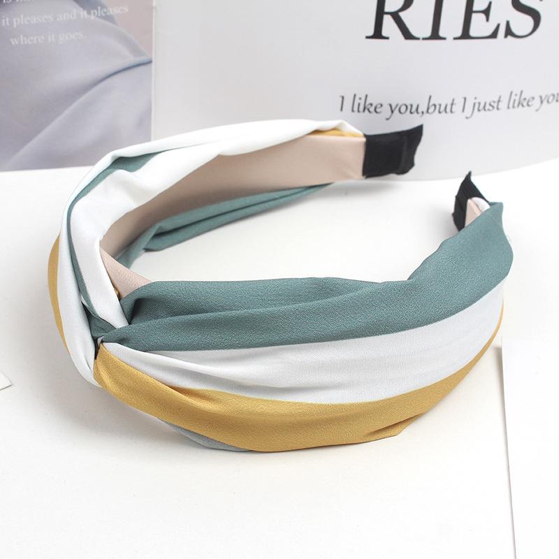 Chic Top Cross Twisted Headband Print Striped Satin Hairband for Women Ladies Shopping Party Headpiece Fashion Adult Head Wears
