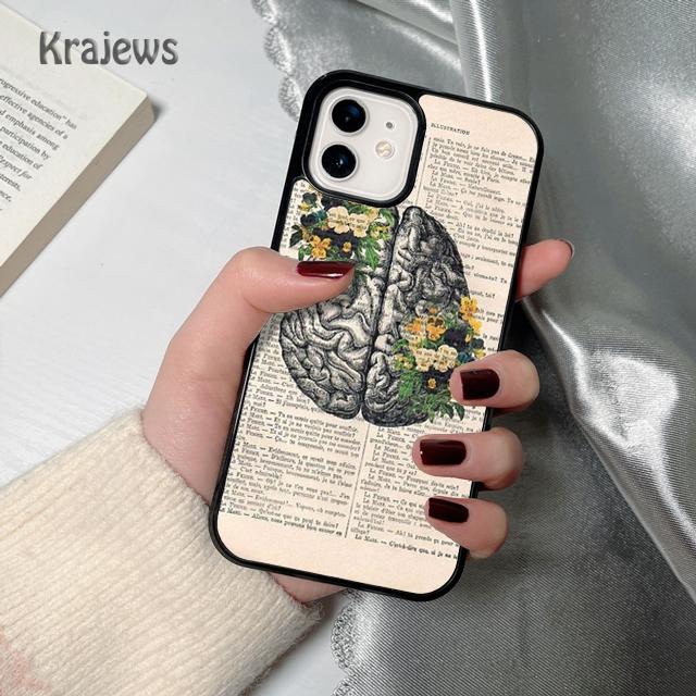 Krajews Anatomy Brain soft Phone Case Cover For iPhone 17 Air 16 15 14 plus 12 13 pro max coque Shell Fundas