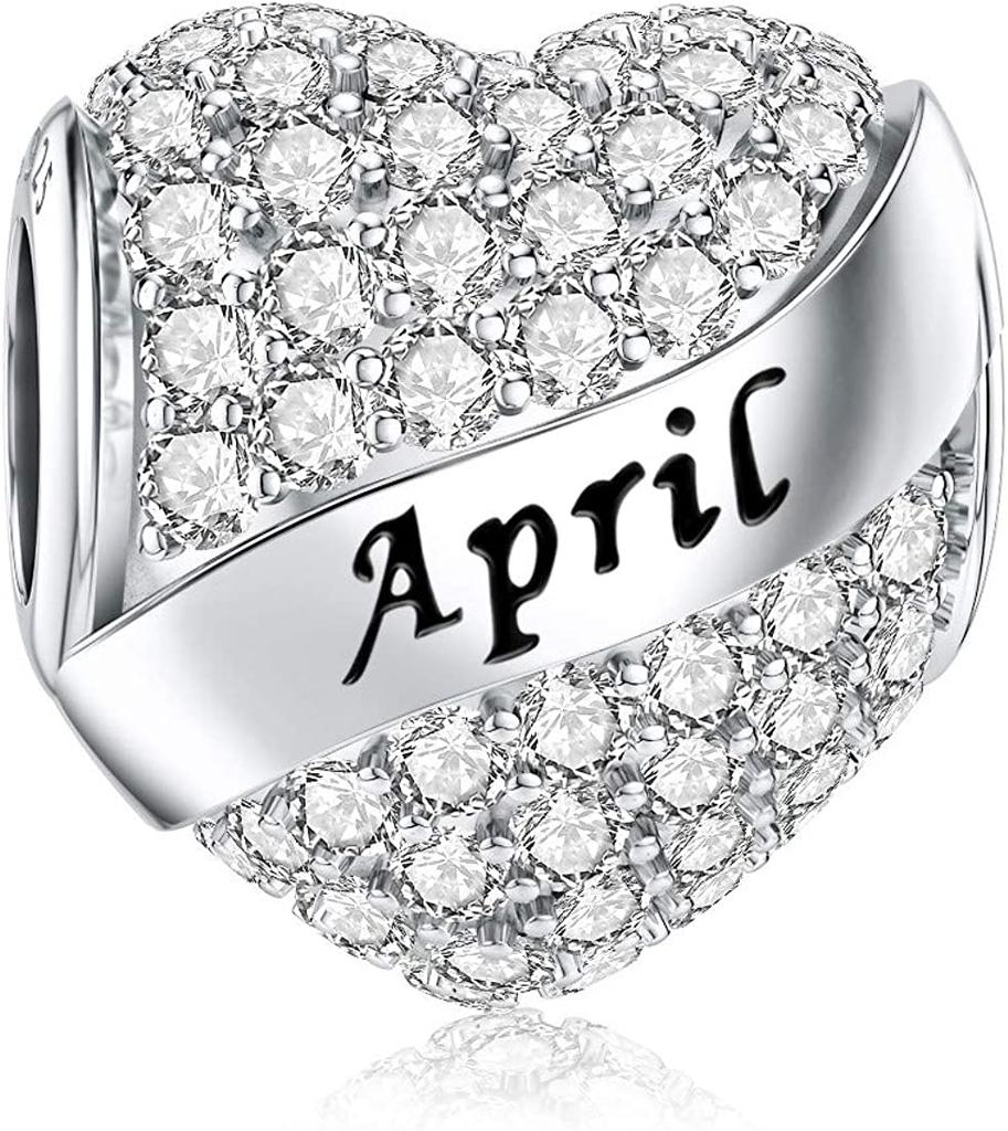 Authentic Copper Plated Twelve Month Birthstone Heart Eternity Decorative Charms Beads Pendant Charm Fit Original Fashion Bracelet For Women Jewelry