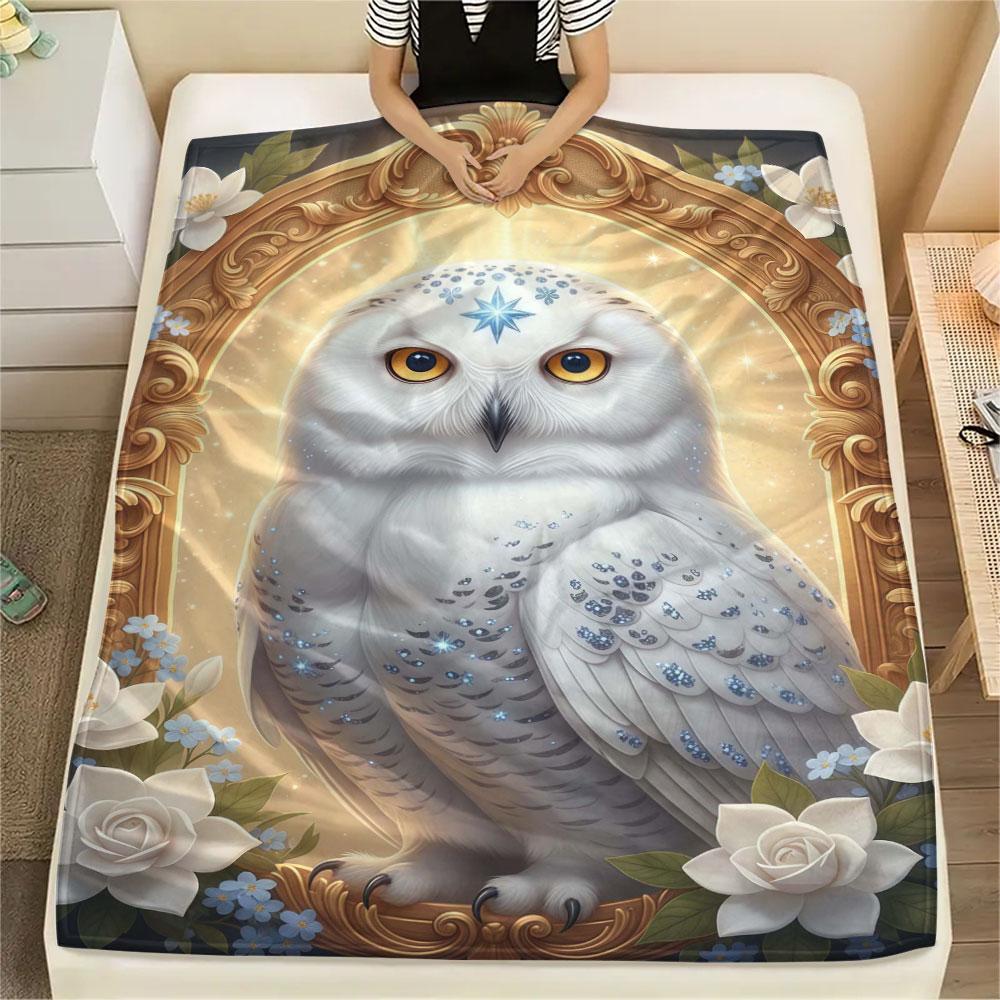 1Pc SacredBird Print Flannel Blanket, High quality Comfortable for All Seasons, Home Decor, Warmth and Comfort, Perfect for Christmas Gifts