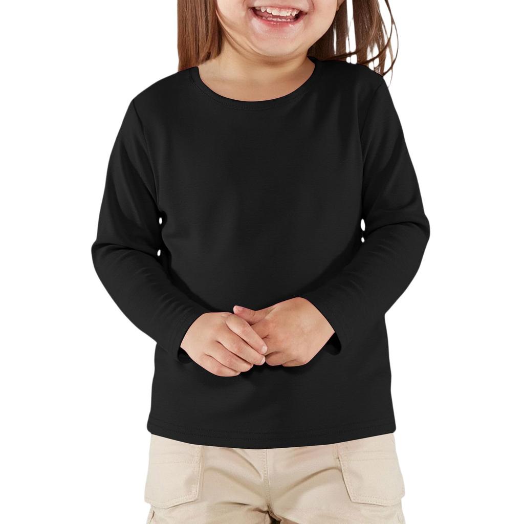 Boy And Girls Solid Color Long Sleeved T-shirt Round Neck Solid Color T-shirt