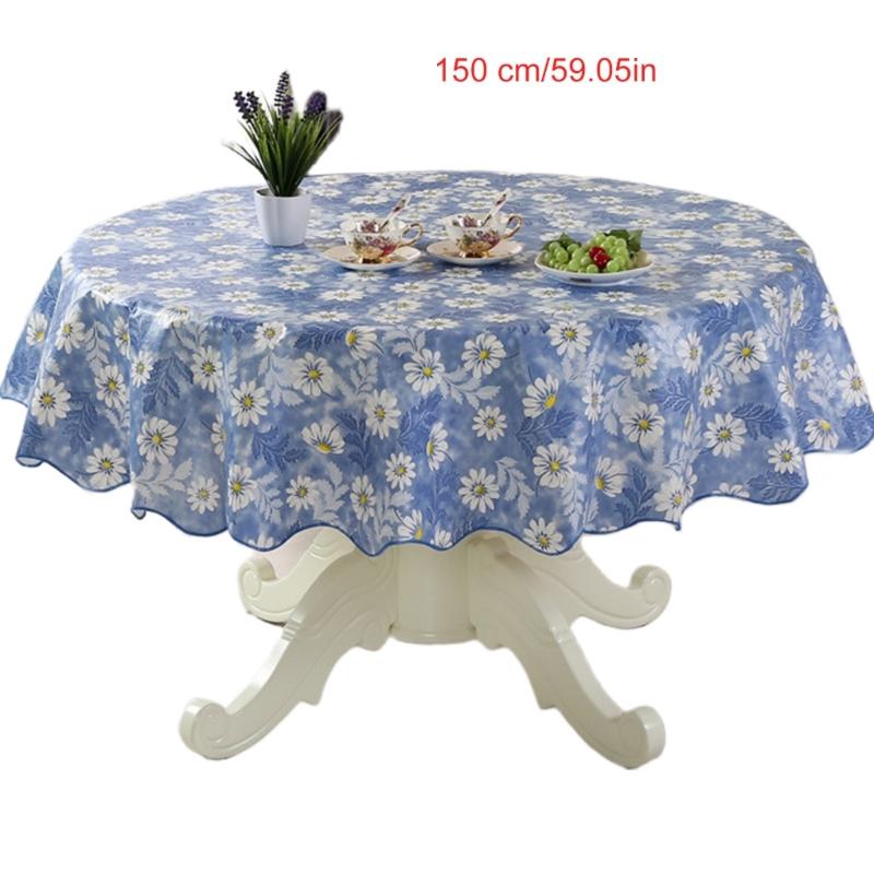 Florals Pattern Tablecloth Oilproof Waterproofs Easy Cleaning Round Table Cover for Home Restaurant Decors Table Cloth
