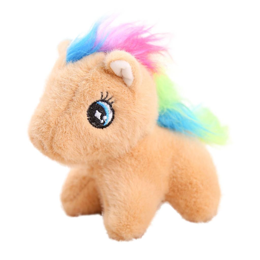 Unisex Plüschpony Schlüsselanhänger mit buntem kurzem Plüsch für Geschenk und Taschen Dekoration