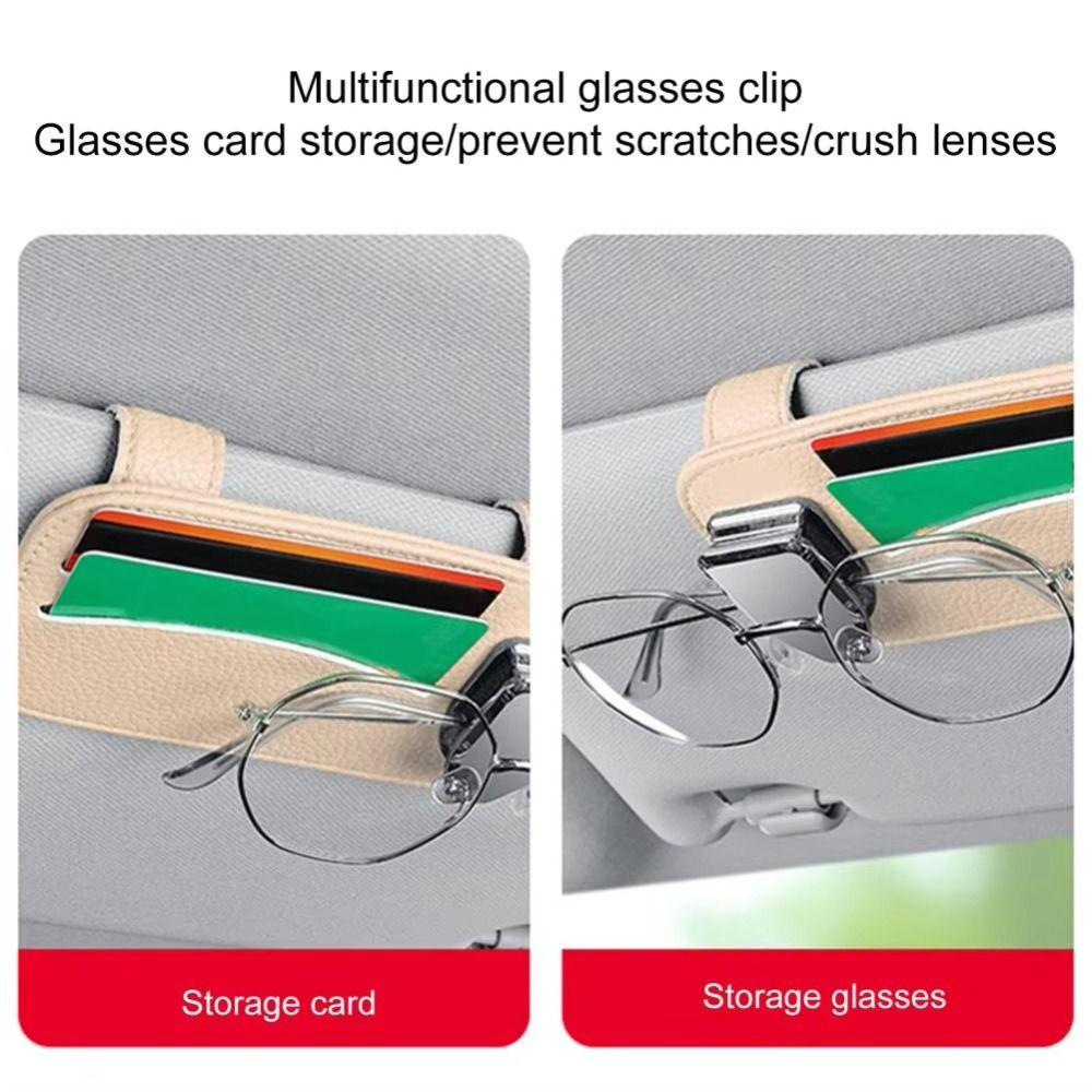 Leather Car Sunglasses Holder Expansion Space Sun Visor Storage Box Creativity Car Glasses Clip