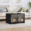 Coffee Table with Glass Doors Black 68 X 50 X 42 Cm