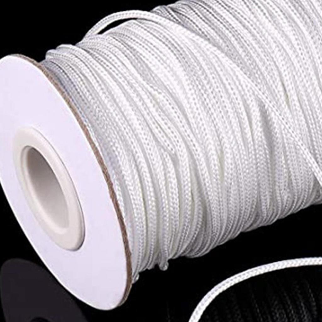 55 Yards Roman Cord DIY Accessoires White String with 100Pcs Curtain Rings Replacement for Crafting