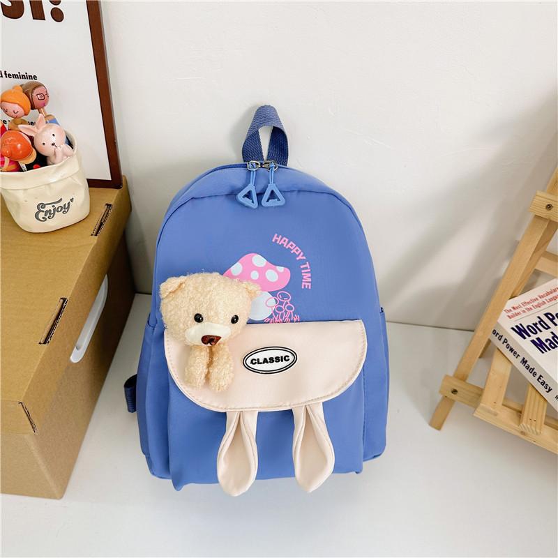 Cute Bear Pattern Kids Backpack For Preschool Durable Nylon With Padded Straps