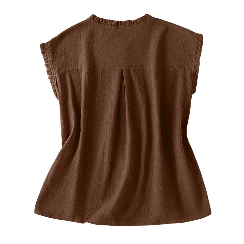 Women's Linen Tank Tops Fashion Vest Blouse Top Casual Shirts
