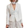 Womens Vintage French Style Blazer Slim Fit Lapel Padded Shoulders Commute Outerwear