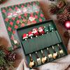6x Christmas Spoons Forks Set, Stainless Steel Dessert Spoons Forks, Mixing Stirring Spoon, Xmas Cutlery Kits Utensils