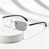 Luxury Metal Frameless Photochromic Reading Glasses Fashionably Lightweight Business Blue Light Blocking Eyewear 0 To +4.0