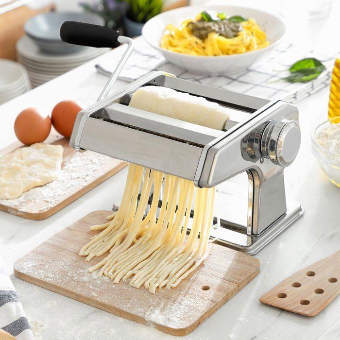 Machine à Pâtes Manuelle - CELLUSTOP - Inox - 3 Rouleaux - 8 Niveaux d'Épaisseur - Compacte