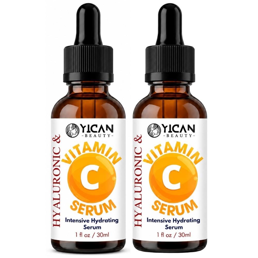 Pack 2 Hydrating Face Serum with Vitamin C, Hyaluronic Acid & Aloe Vera Extract, Lightweight Facial Skin Care Serum, 30ml 30ml