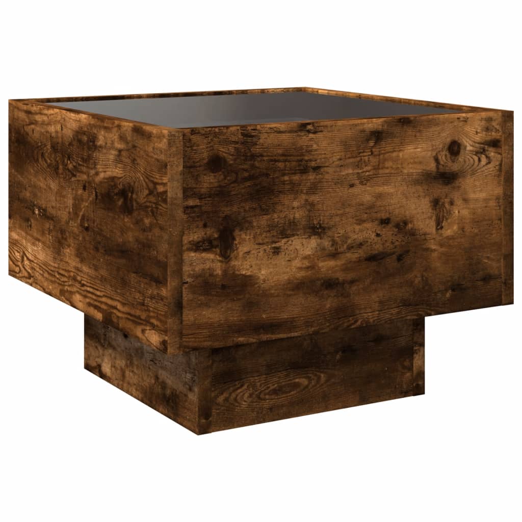 Nightstand with Infinity LED Smoked Oak 40x40x30 cm