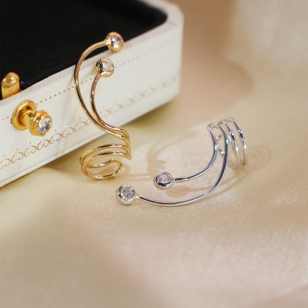 1PC Bent Zircon Ear Bone Clip Inlaid with Synthetic Zircon for Women's Fashionable and Elegant Temperament Ear Hook