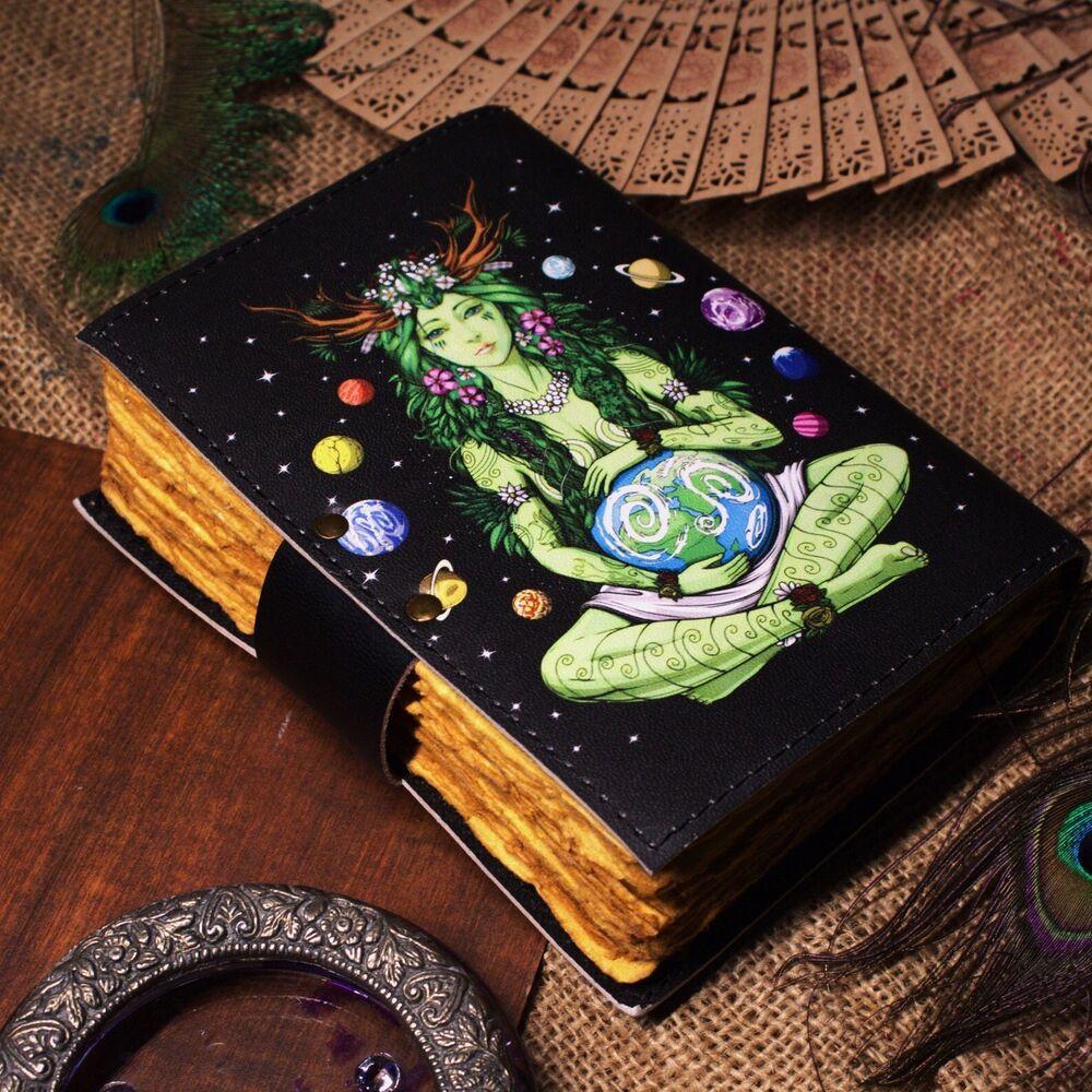 Book of Shadows Vintage Leather Journal Embossed Mother of Earth Antique