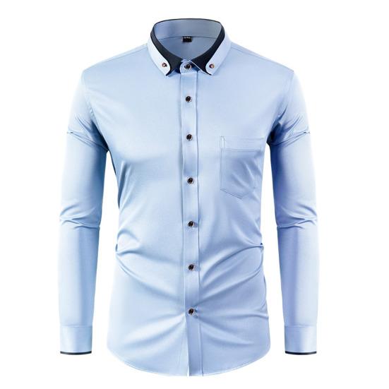 Men Dress Shirt Button Down Long Sleeve Shirt Lapels Rhinestones Slim Fit Formal Shirt for Business Wedding Party Prom Wear