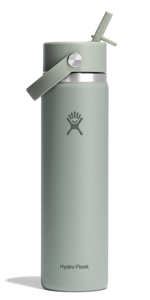 Wide Mouth Flex Straw Stainless Steel Water Bottle, 24oz (709ml), Agave Design, Insulated (Official Japanese Product)