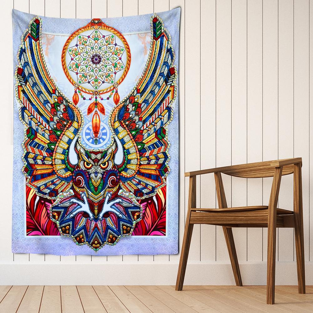 Owl Windbell Tapestry Wall Hanging Psychedelic Magic Bohemian Art TAPIZ Bed Sheet Dormitory Home Decor